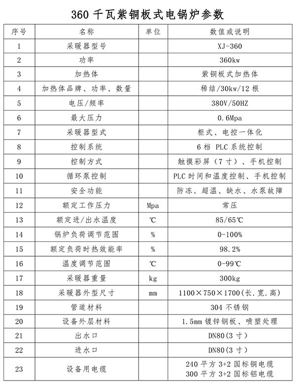 360kw紫銅板式電鍋爐