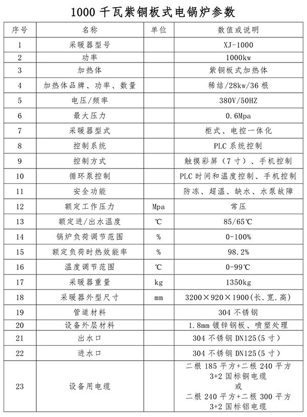 1000kw紫銅板式電鍋爐